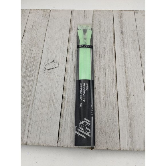 Vintage J&P Coats Flex Knit Zipper 16" Nile Green 57 - Picture 1 of 4